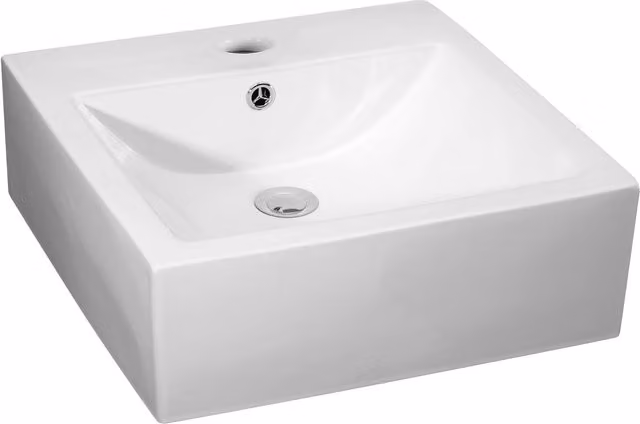 Balterley Square Vessel Bathroom Basin for Countertop Use, White, W: 47.0 cm, D: 45.0 cm, H: 11.0 cm
