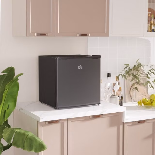 HOMCOM 46 Litre Black Table Top Mini Fridge with Chiller Box and Zero Degree Zone