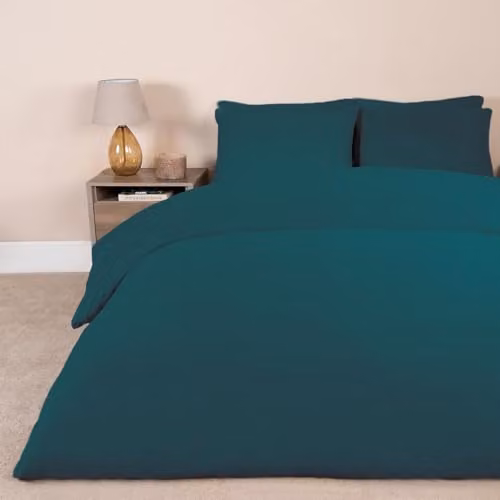OHS Petrol Teddy Fleece Duvet Cover and Pillowcase Set, King Size – 1