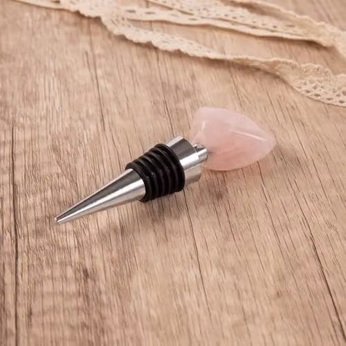Myga Rose Quartz Crystal Bottle Stoppers for Wine, Champagne and Prosecco, Pink – 2