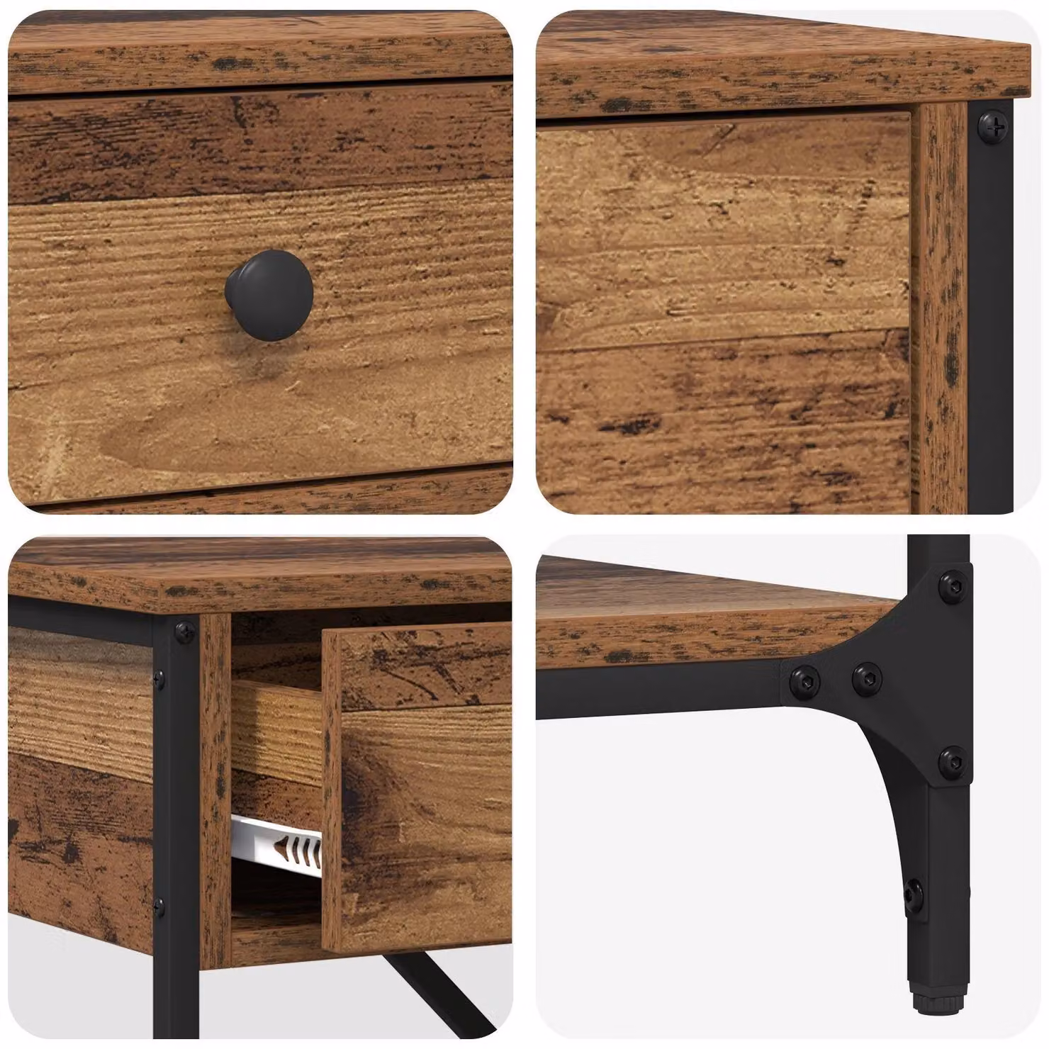 Berkfield Home Classic Console Table in Brown Wood and Metal, W/D/H: 75 x 34.5 x 75 cm – 4