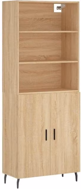 Berkfield Home Sonoma Oak Highboard in Brown, W/D/H: 69.5 x 34 x 180 cm – 1