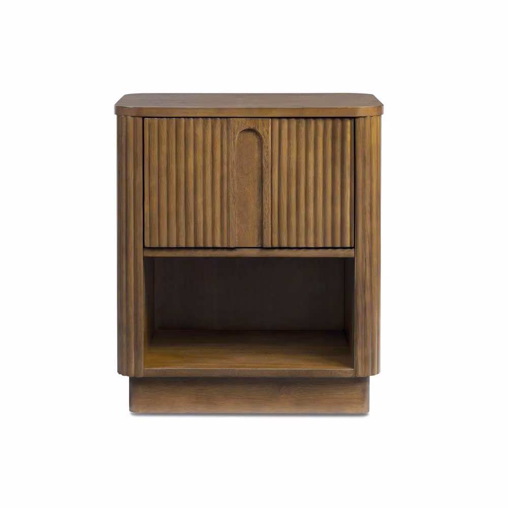 Teamson Home Potomac Scandinavian Style Nightstand with Open Shelf and Drawer in Greige, W/D/H: 50.8 x 40.64 x 57.15 cm – 2