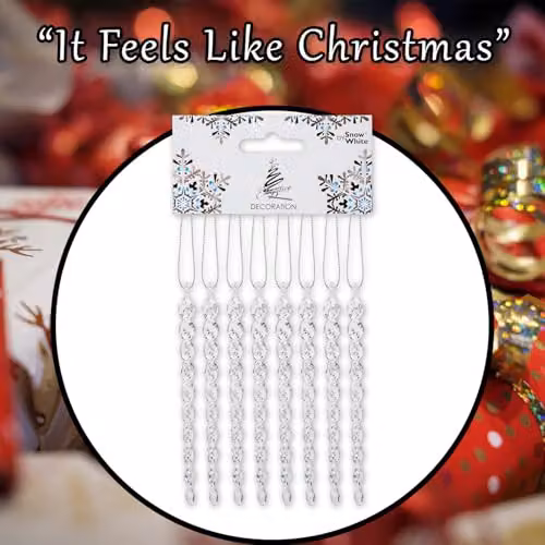 VFM e-Store Crystal Look Icicle Christmas Tree Hanging Ornament, Clear, 13.5 cm – 6