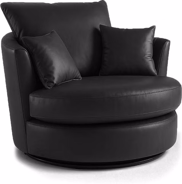 Furnishings For Less UK Danbury Synthetic Leather Swivel Chair, 360 Degree Rotation Single Seater in Black – 1