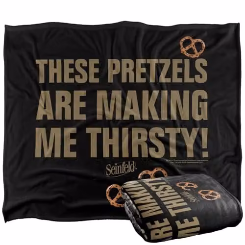 Warner Bros. Seinfeld Pretzels Super Soft Fleece Throw Blanket, Multicolour, W: 127 cm x D: 152 cm