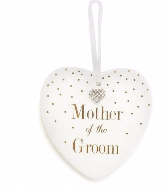 KDMD Mother of the Groom Mad Dots White Heart Pendant Hanging Decorations, 2 Pack