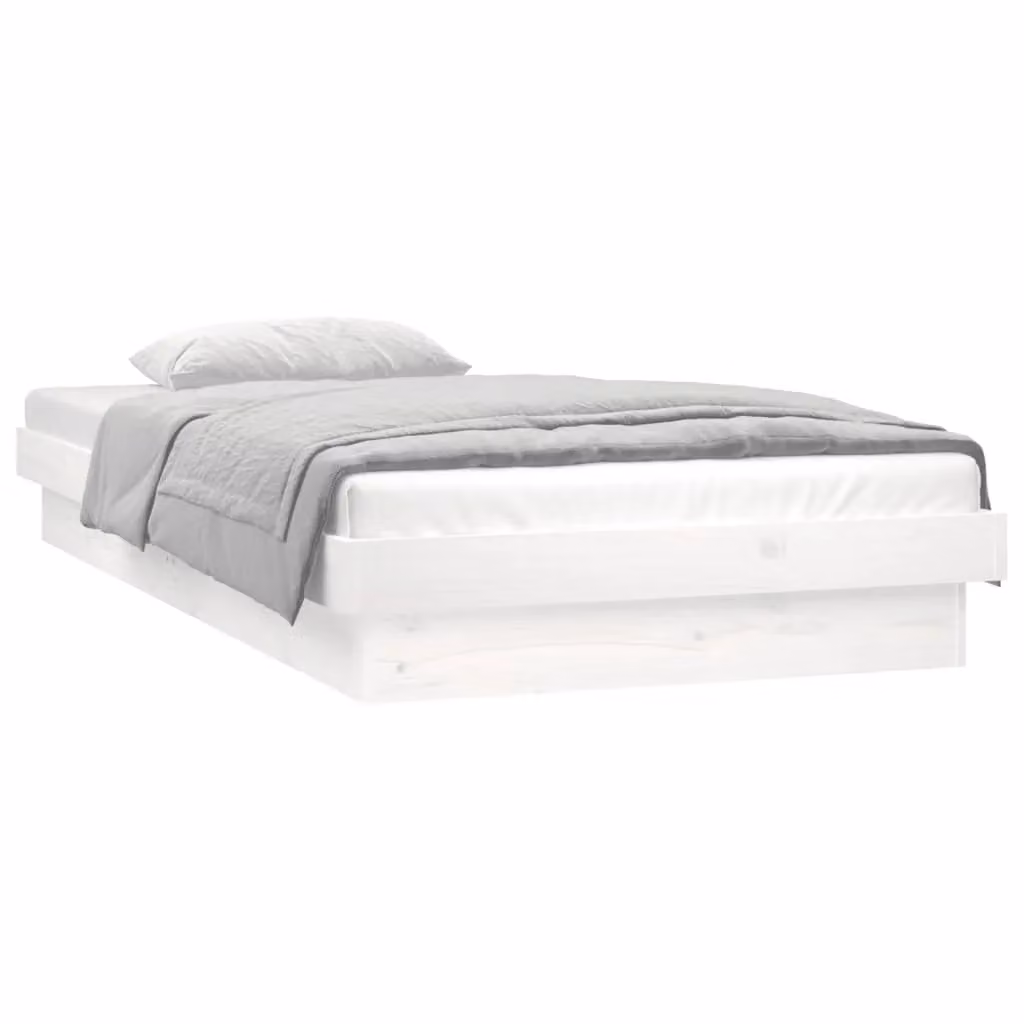 Berkfield Home White Solid Pine LED Bed Frame with Under-Bed Lighting and USB Charging Port, W/D/H: 90 x 200 cm – 2