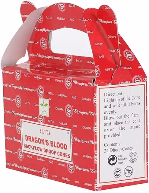 Satya Dragon's Blood Backflow Dhoop Cones, 6 Packets, Red