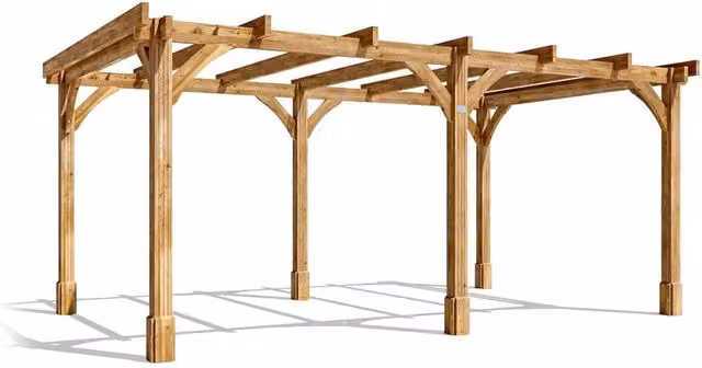 Dunster House Leviathan Wooden Pergola in Brown, W: 5 m, D: 3 m