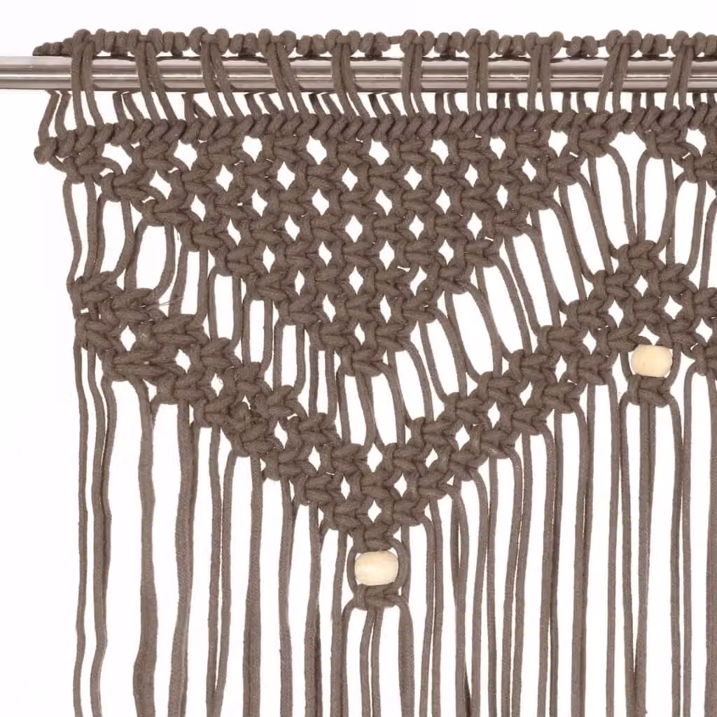 Berkfield Home Macrame Curtain in Taupe, W: 140 cm, H: 240 cm – 2