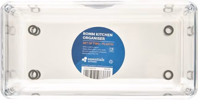 Orsina Romm Set of Two Transparent Plastic Pantry and Fridge Organisers