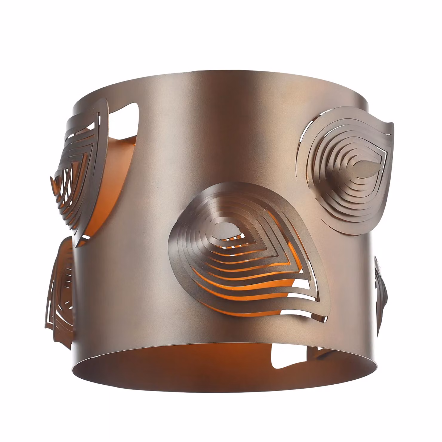 Happy Homewares Modern Bronze Metal Easy Fit Cylinder Pendant Shade with Laser Cut Leaves – 2