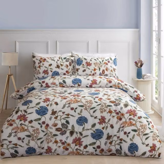 Portfolio Home Juliette Floral Botanical Duvet Cover and Pillowcase Set, Multicolour, W/D/H: 200 x 200 cm, Pillowcase: 50 x 75 cm – 1