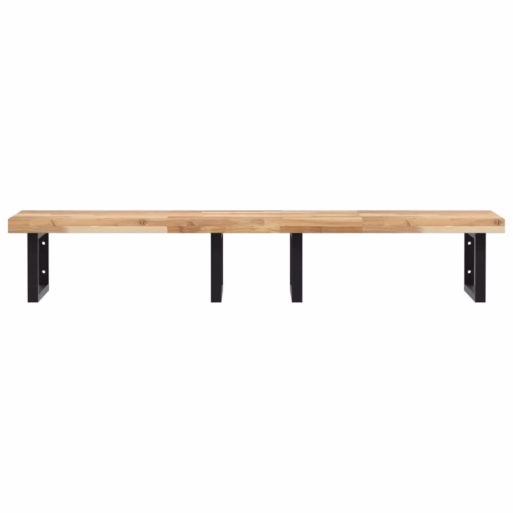 Berkfield Home Wall Mounted Basin Shelf in Brown Acacia Wood and Steel – 2