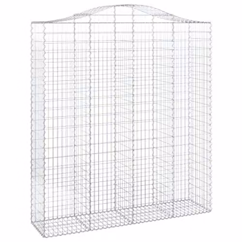 vidaXL Arched Gabion Baskets, 3 Piece Set, Silver Galvanised Steel, W: 200 cm, D: 50 cm, H: 220/240 cm