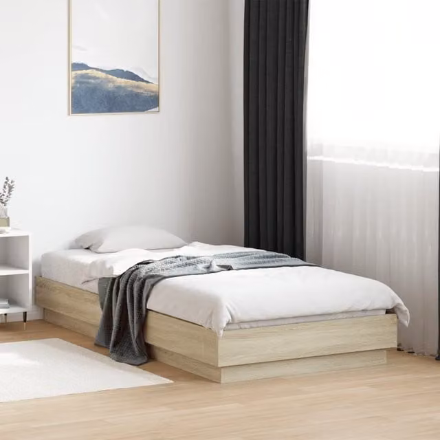 Berkfield Home Sonoma Oak Small Single Bed Frame in Brown, W/D/H: 75 x 190 cm – 1