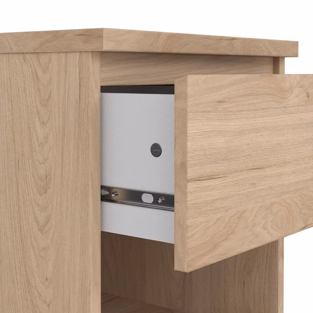 Wyld Haus Budapest Natural Oak Effect Wooden Bedside Table with 1 Drawer and 1 Shelf, W/D/H: 40 x 40.4 x 49.5 cm – 3