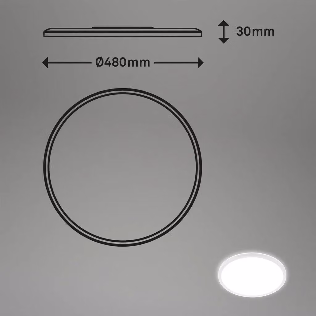 Briloner Round LED Ceiling Light, 30W, 3500 Lumen, 4000K Cool White, Diameter: 48 cm, White – 5