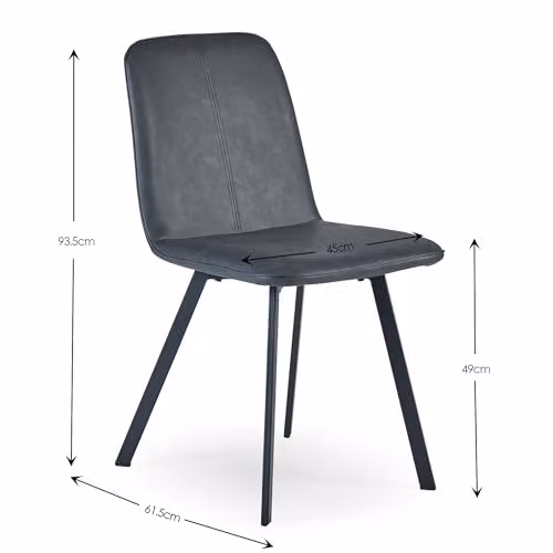 Julian Bowen Goya Set of 2 Upholstered Faux Leather Dining Chairs in Grey and Black, H 86.5 x W 60 x D 45 cm – 2