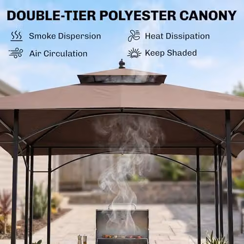 Outsunny BBQ Tent Canopy Gazebo in Brown, W: 250 cm, D: 150 cm, H: 255 cm – 3