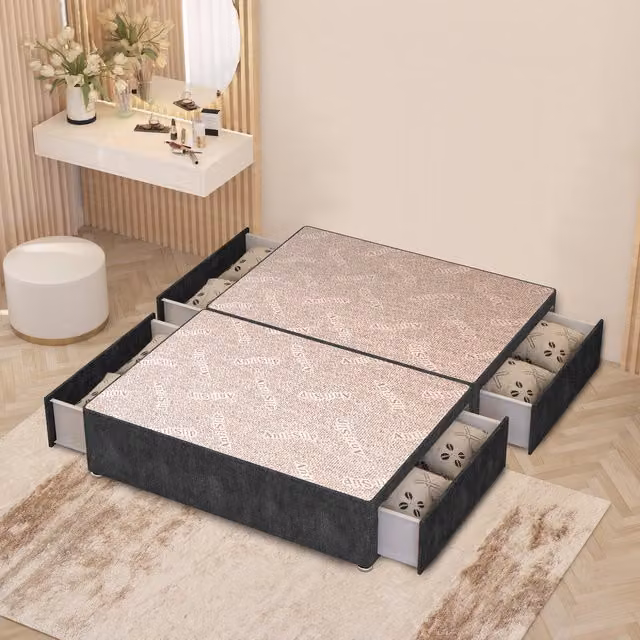 Somnior Beds Ltd Grey Fabric Upholstered Divan Bed Base with Drawers W/D/H: 120 x 200 cm
