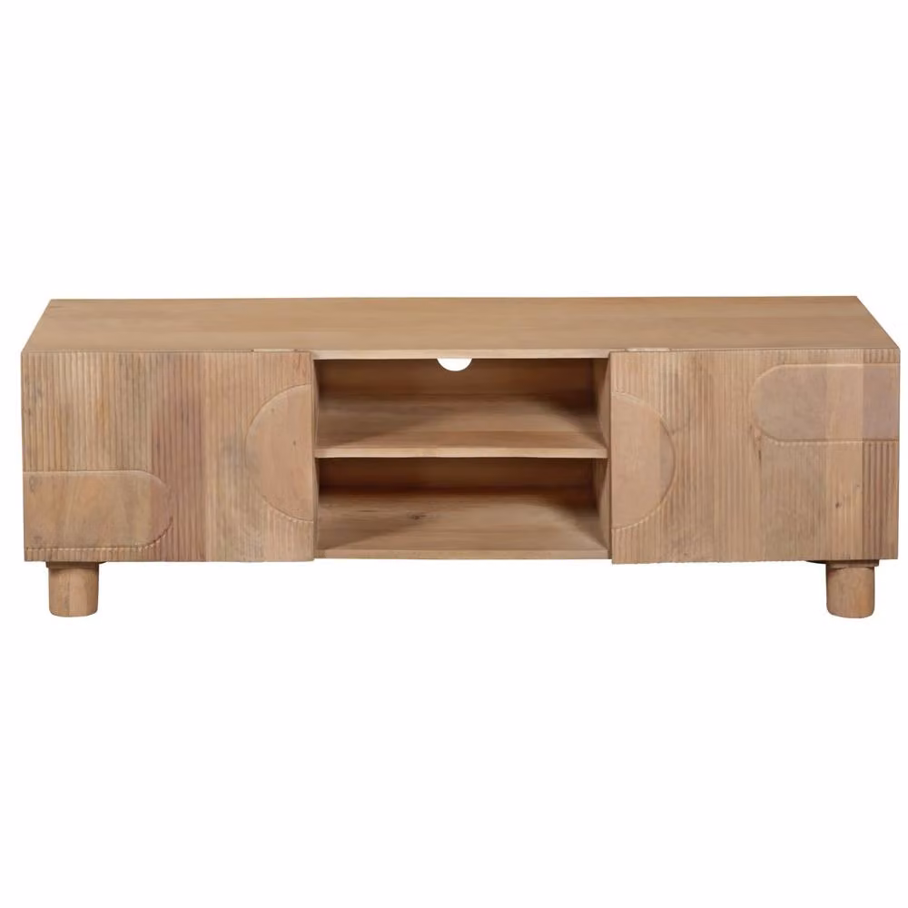 Wyld Haus Buffalo Natural Mango Wood 2 Door TV Unit in Brown, W/D/H: 120 x 40 x 45 cm – 2
