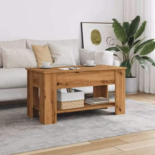 Berkfield Home Modern Artisan Oak Coffee Table in Brown, W: 101 cm, D: 49 cm, H: 52 cm – 1