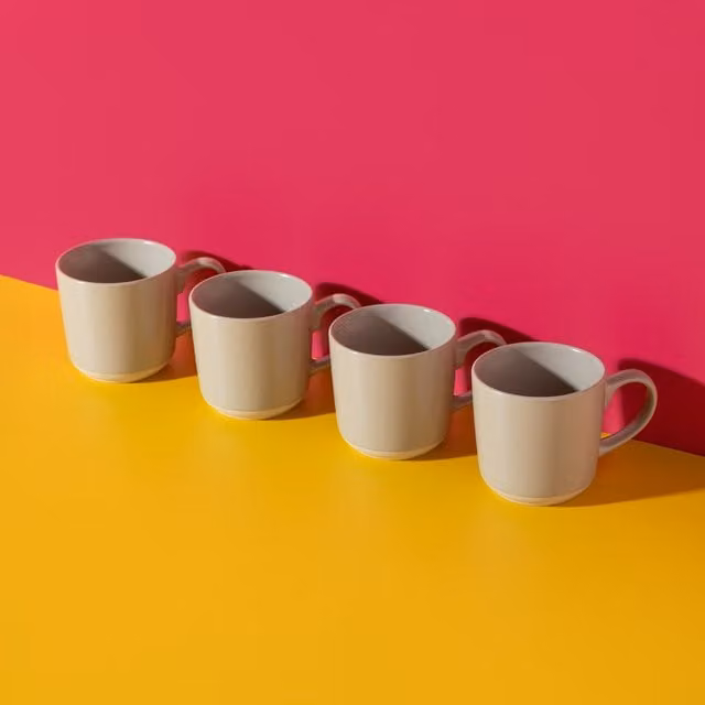 La Cafetiere Ceramic Mug Set of 4, White, 350ml per mug