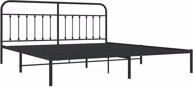 Berkfield Home Metal Bed Frame with Headboard and Drawers, Black, W/D/H: 200 x 100 x 206 cm