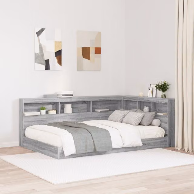 Berkfield Home Grey Sonoma Storage Headboard with Integrated Shelf, Width: 120 cm – 1