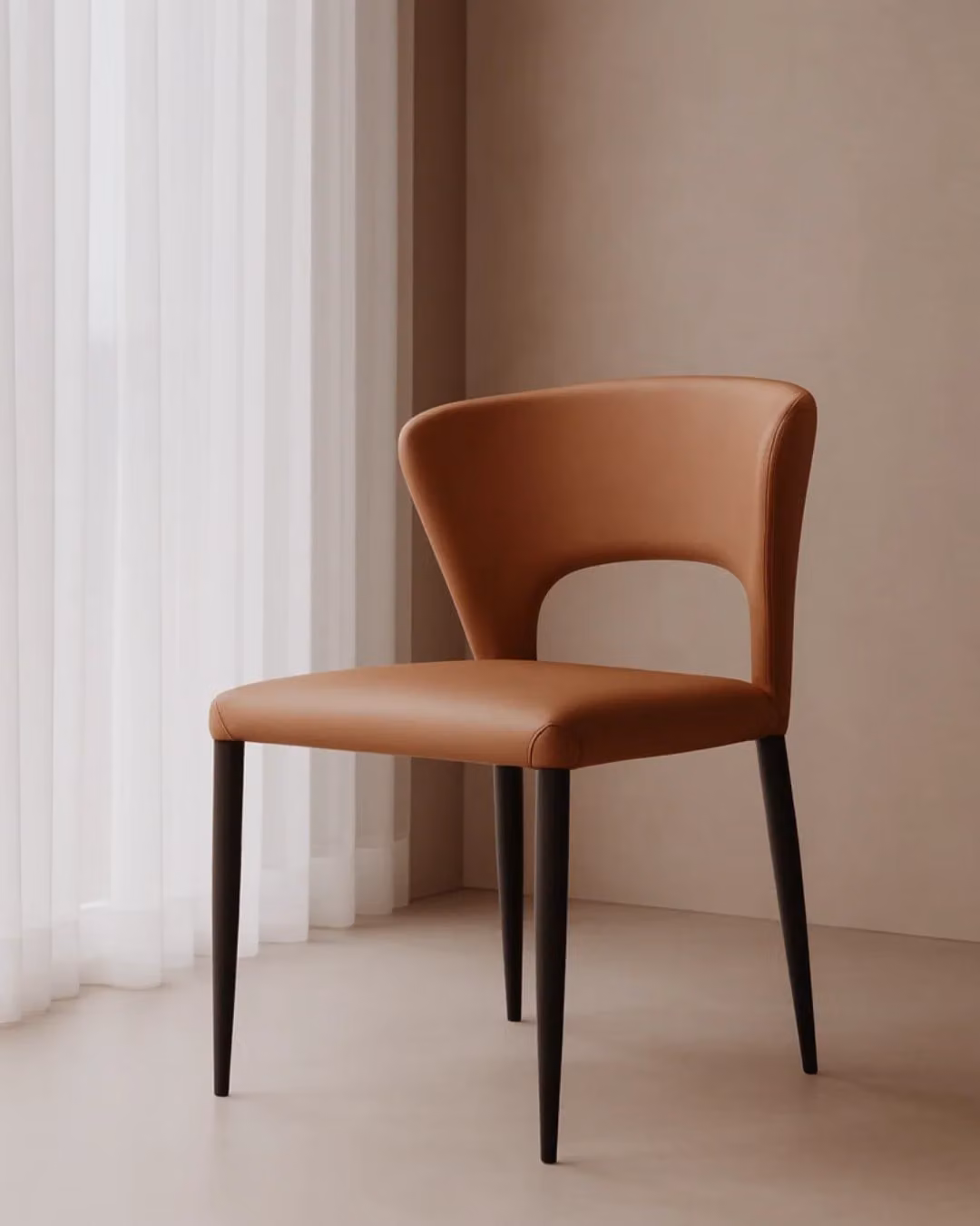 Tommy Franks Mid-Century Synthetic Leather Dining Chairs, Set of 2, Brown, H 79.5 x W 60 cm x D 54 cm