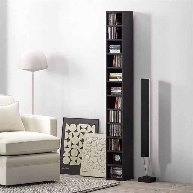EONLION Black Matt Freestanding CD Storage Unit Width: 100 cm
