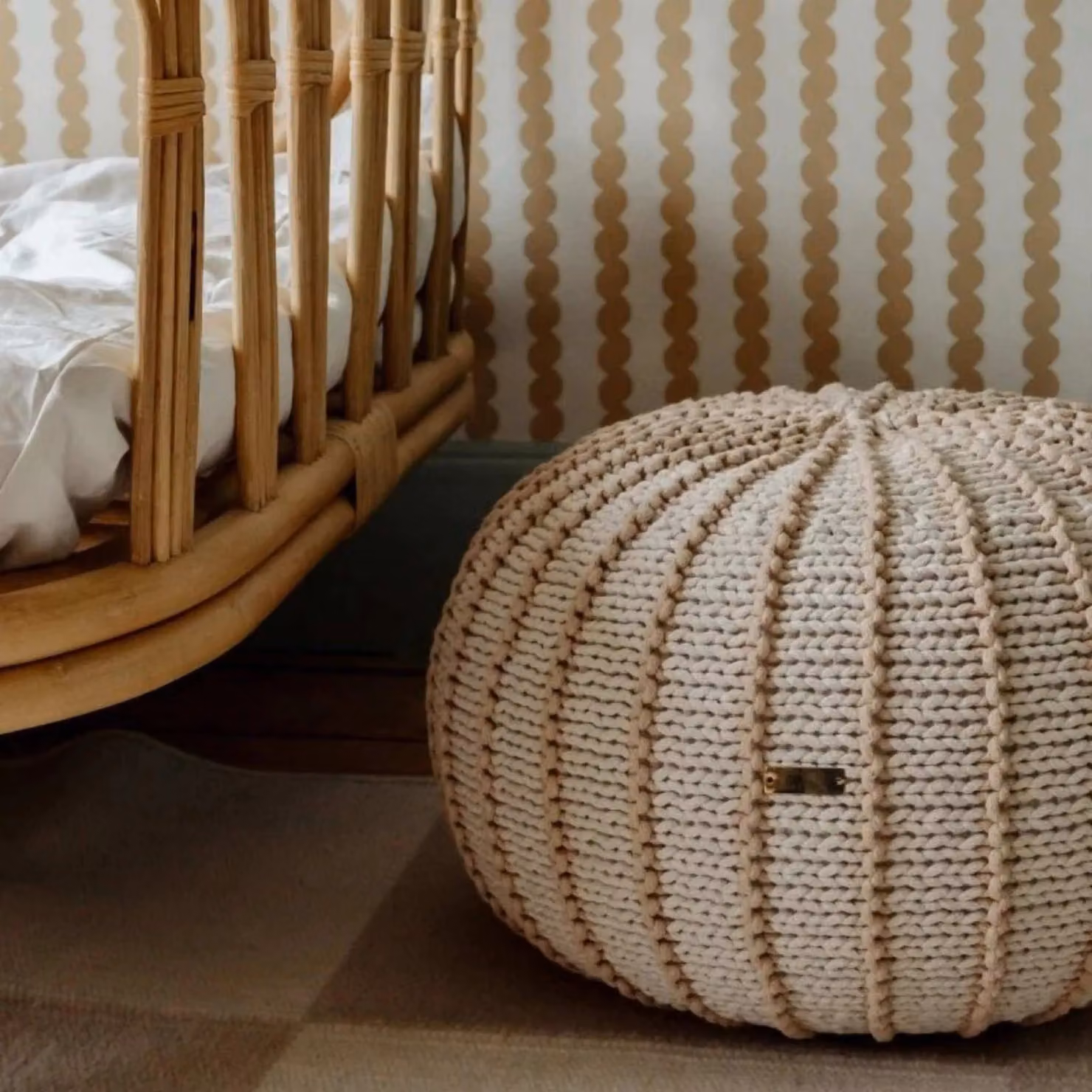 Zuri House Ziggy Knitted Pouffe in Beige – 2