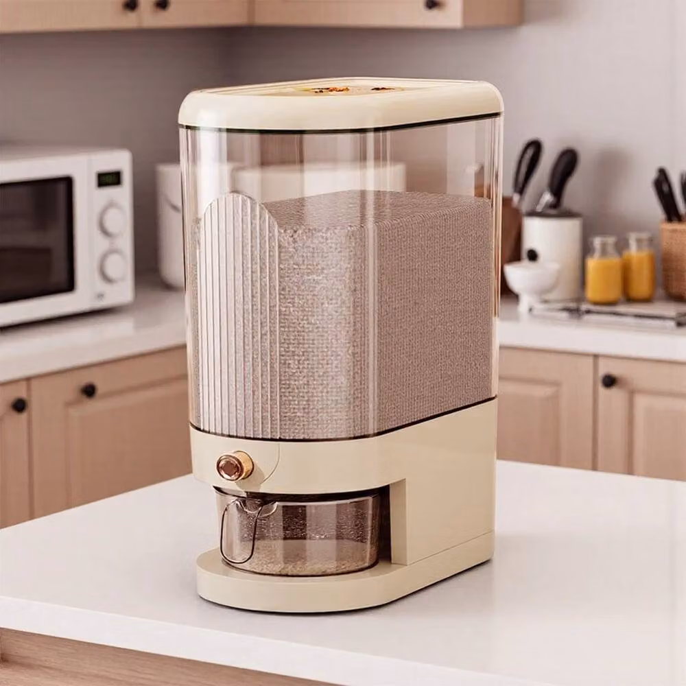 FLAVORA 10kg Double Cereal and Rice Airtight Storage Container in Beige – 4