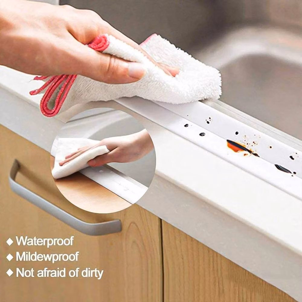 PAWNORA 2 Pack Waterproof Adhesive Sealing Tape for Bathroom and Kitchen, White, W: 3.8 cm, L: 3.2 m – 4
