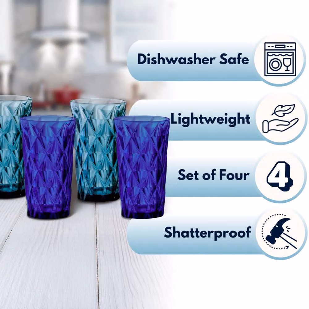 Marco Paul 4-Piece Blue Plastic Stackable Drinking Tumblers – 4