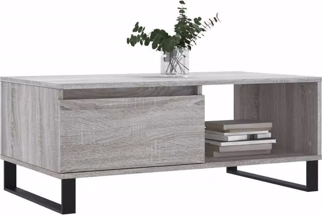 Berkfield Home Modern Rectangular Coffee Table in Grey Sonoma, W/D/H: 90 x 50 x 36.5 cm