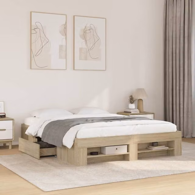 Berkfield Home Sonoma Oak King Size Bed Frame with Drawers, Brown Engineered Wood, W/D/H: 150 x 200 cm – 1