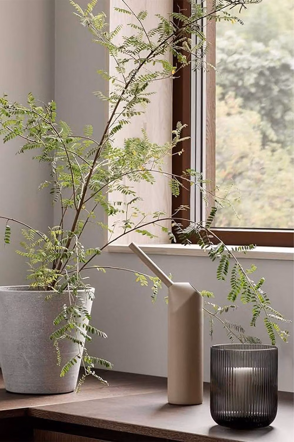 Blomus Ven Round Glass Pillar Candle Holder in Grey Smoke – 7