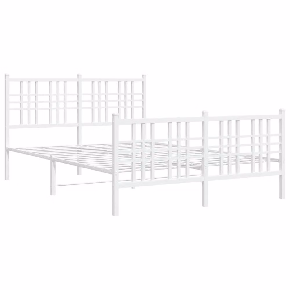 Berkfield Home Metal Bed Frame with Footboard, White, W: 137 cm, L: 190 cm – 3