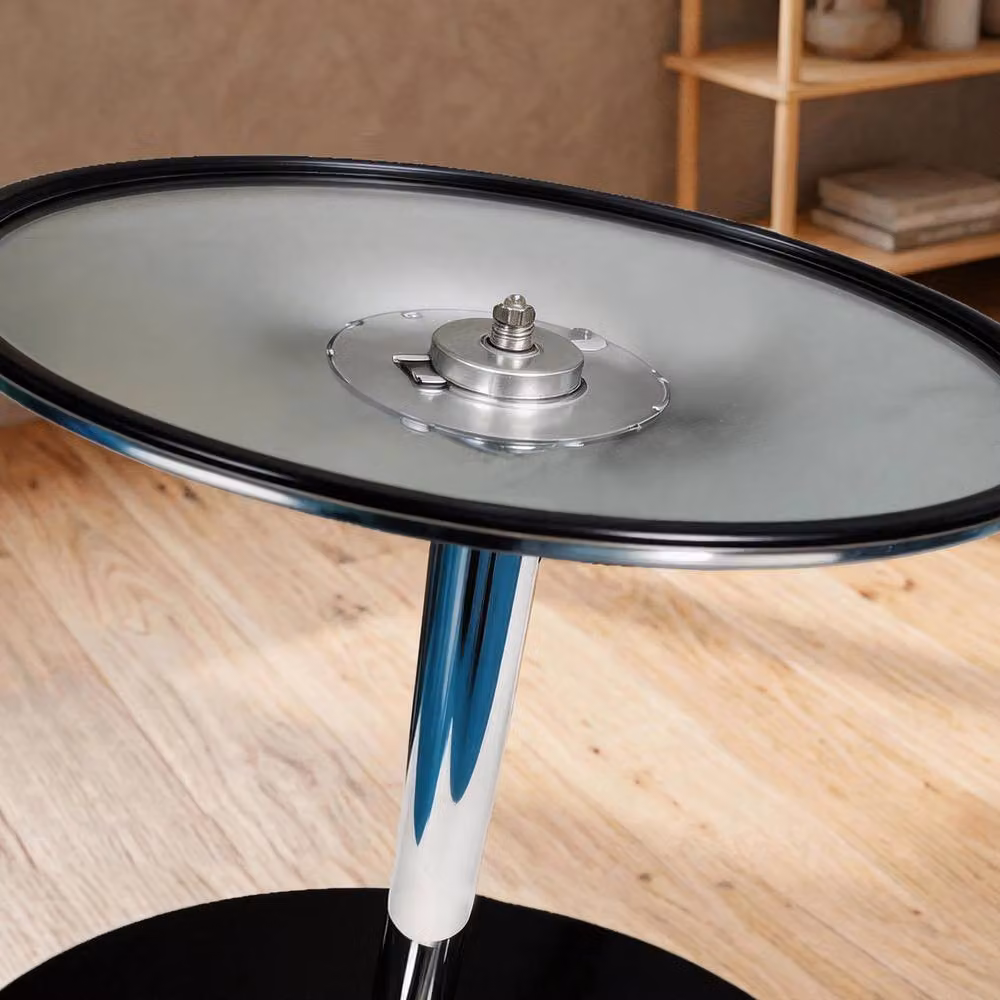 STILVORA Modern Round Dining Table with Black Glossy Tempered Glass Top for 4 Adults – 8