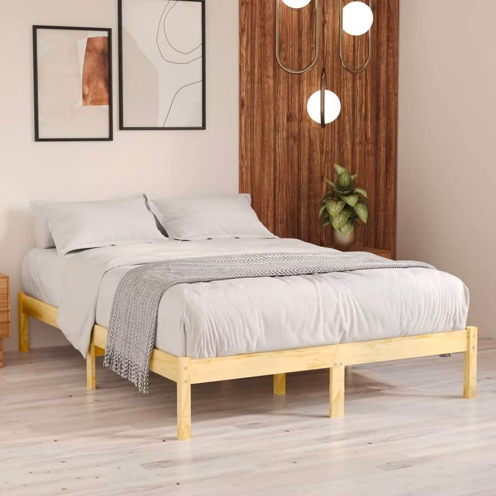 Berkfield Home Modern Super King Size Solid Wood Bed Frame in Beige, W/D/H: 180 x 200 x 185.5 cm – 2
