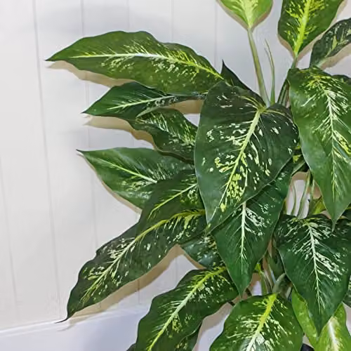 Large Fox Aglaonema Artificial Tree with Copper Metal Planter, Green – 4
