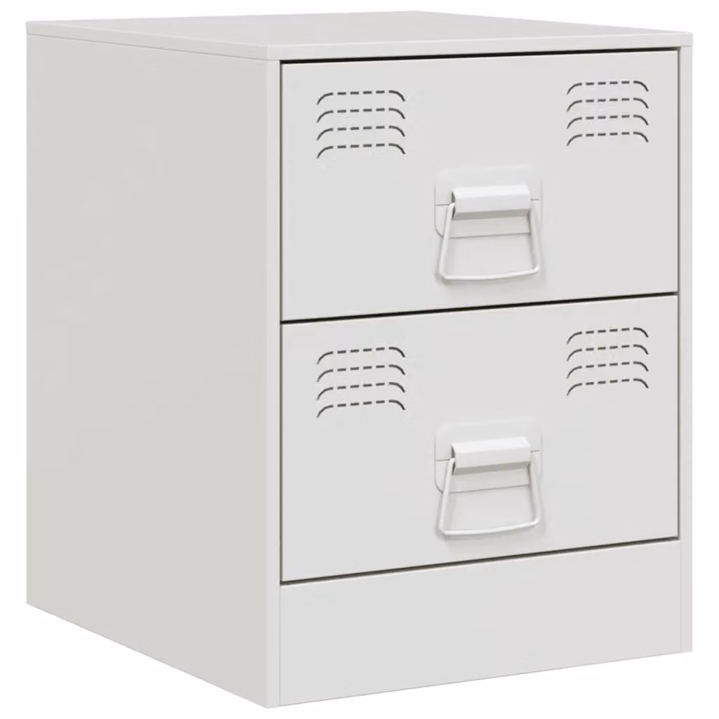 Berkfield Home White Metal Bedside Cabinet W: 34.5 cm, D: 39 cm, H: 44 cm – 2