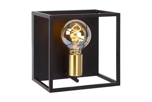Lucide Ruben Black Metal Wall Light with Transparent Glass Shade and E27 Socket – 1