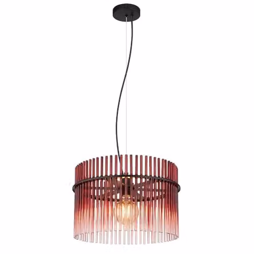 Globo Lighting Blackberry Red and Black Glass Rods Pendant Lamp, D x H: 40 x 150 cm – 1