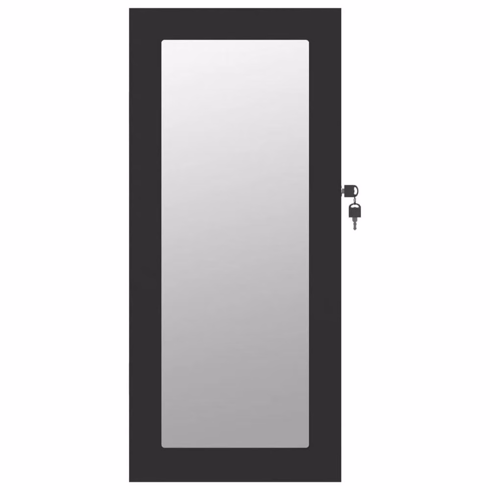 Berkfield Home Wall Mounted Mirror Jewellery Cabinet in Black, W/D/H: 30 x 8.5 x 67 cm – 4