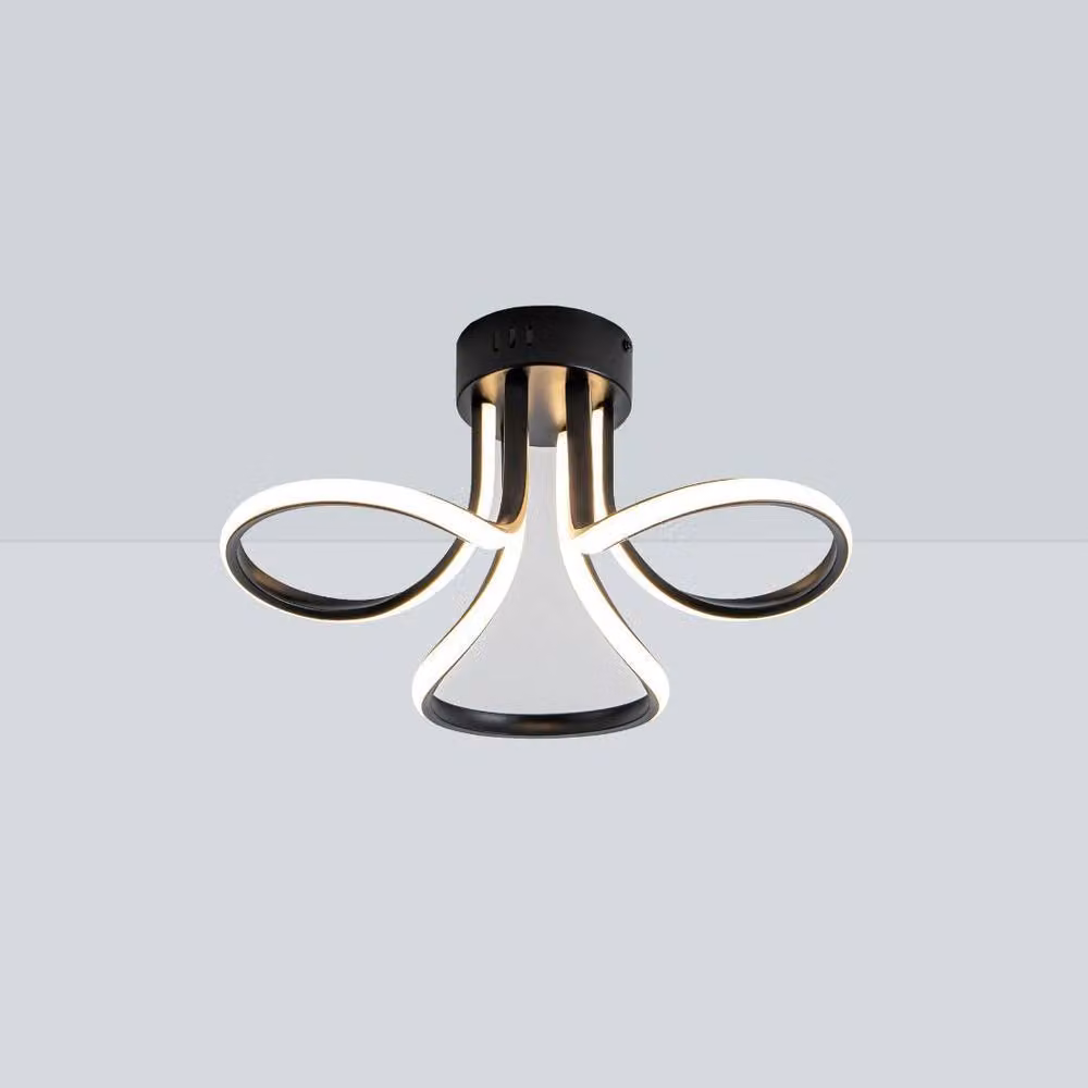 Pagazzi Yara 3 Light Modern LED Semi Flush Ceiling Light in Black – 2