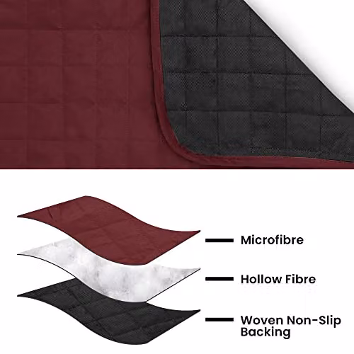Ashley Mills Water Resistant Quilted Armchair Protector in Burgundy Red Microfibre, W/D/H: 58.42 x 58.42 x 179 cm – 2